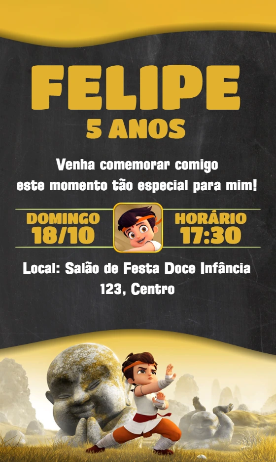Convite Aniversário Chhota Bheem para Editar Online