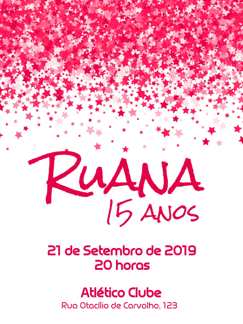 Convite 15 Anos Rosa Glitter para Editar Online
