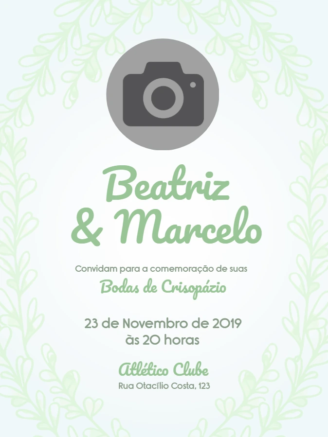 Convite Bodas de Crisopázio com Foto para Editar Online