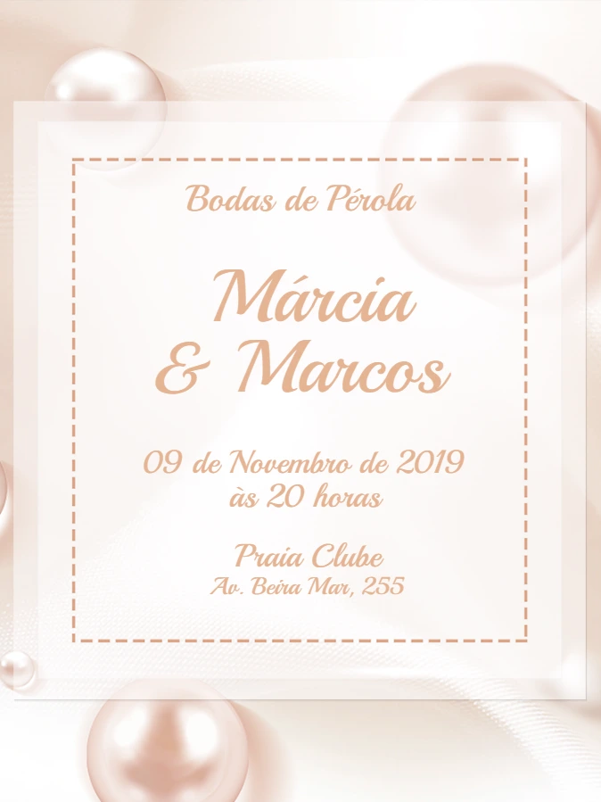 Convite Bodas de Pérola Elegante para Editar Online