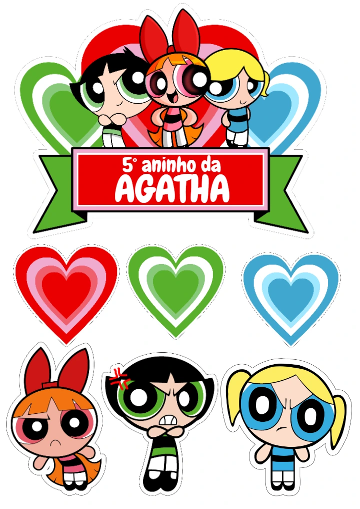 Topo de Bolo Meninas Super Poderosas para Editar e Imprimir