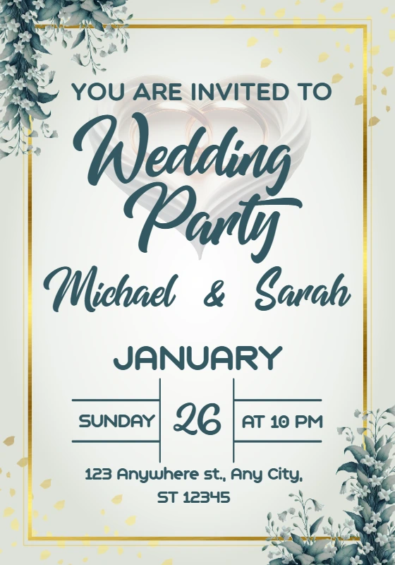 Elegant Floral Wedding Party Invitation to Edit Online