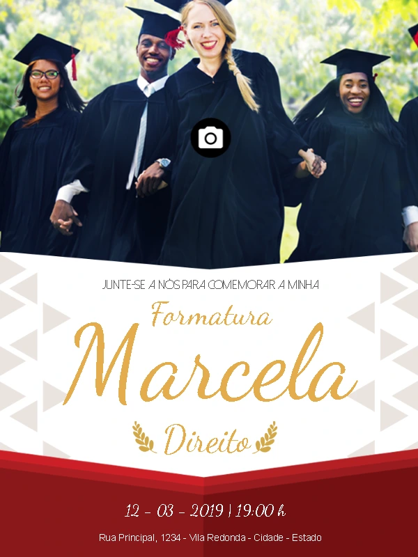 Convite de Formatura com Foto para Editar Online