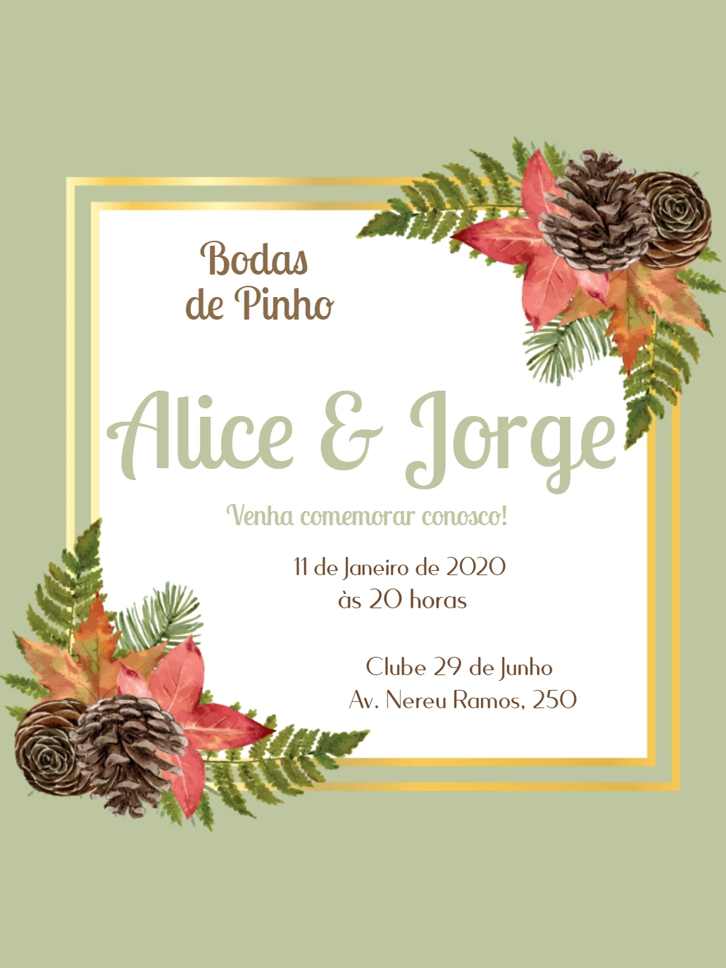 Convite Bodas de Pinho Rústico para Editar Online