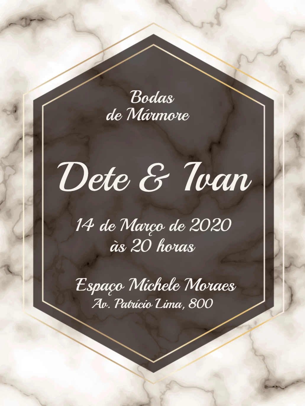 Convite Bodas de Mármore Elegante para Editar Online