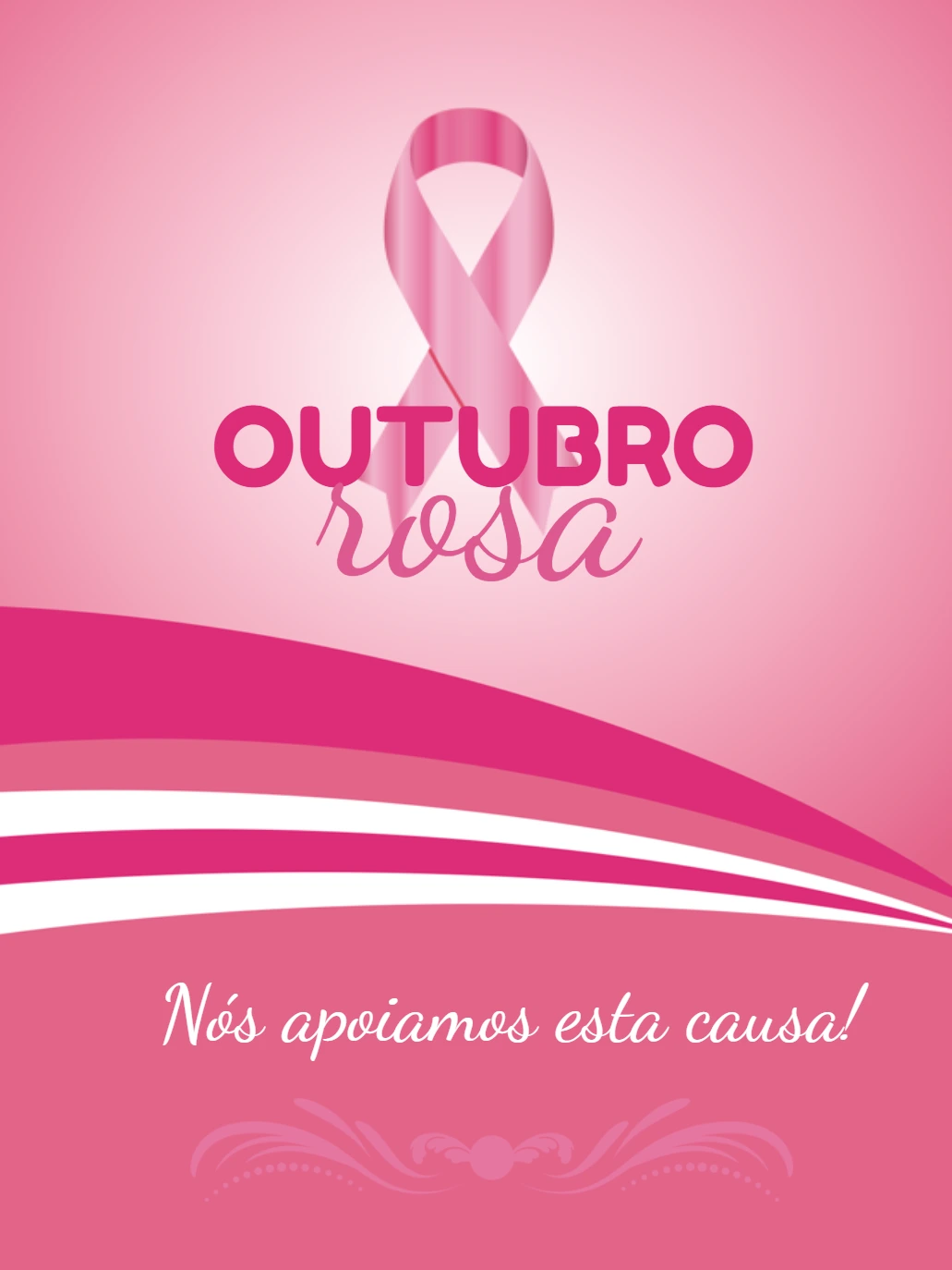 Post Editável Outubro Rosa com Laço para Editar Online