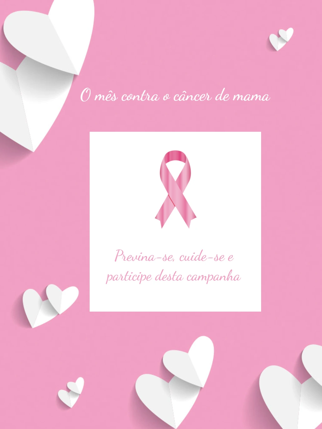 Post Editável Outubro Rosa com Laço para Campanha Online