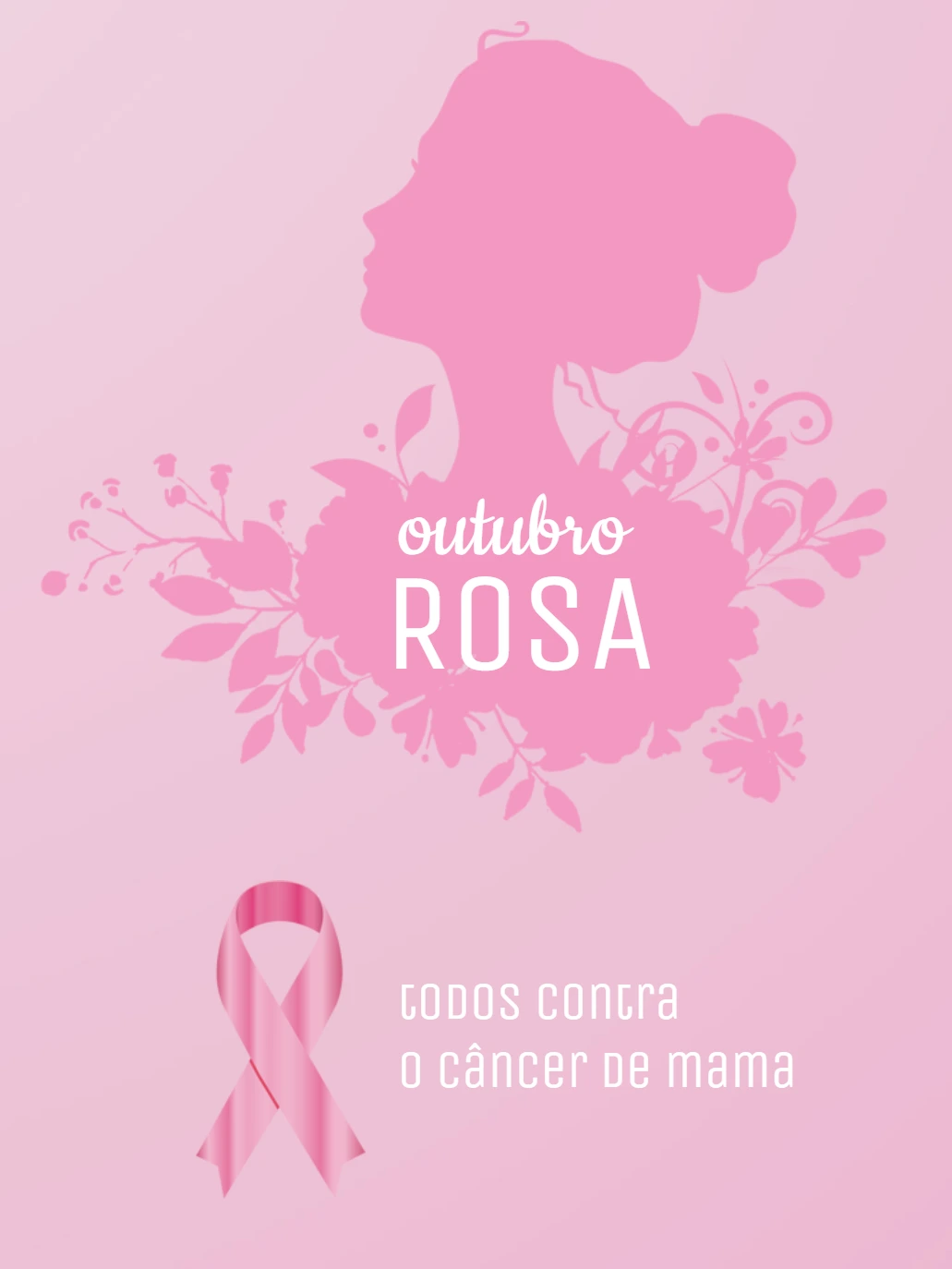 Post Outubro Rosa com Silhueta de Mulher para Editar Online