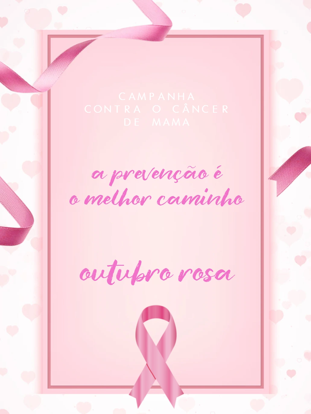 Post Editável Outubro Rosa com Laço para Editar Online