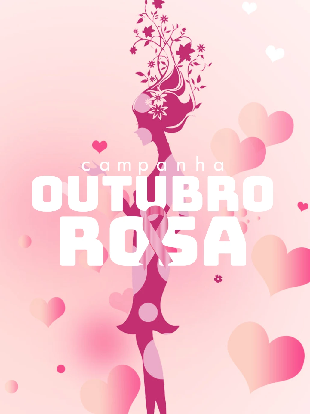 Post Outubro Rosa com Silhueta de Mulher para Editar Online