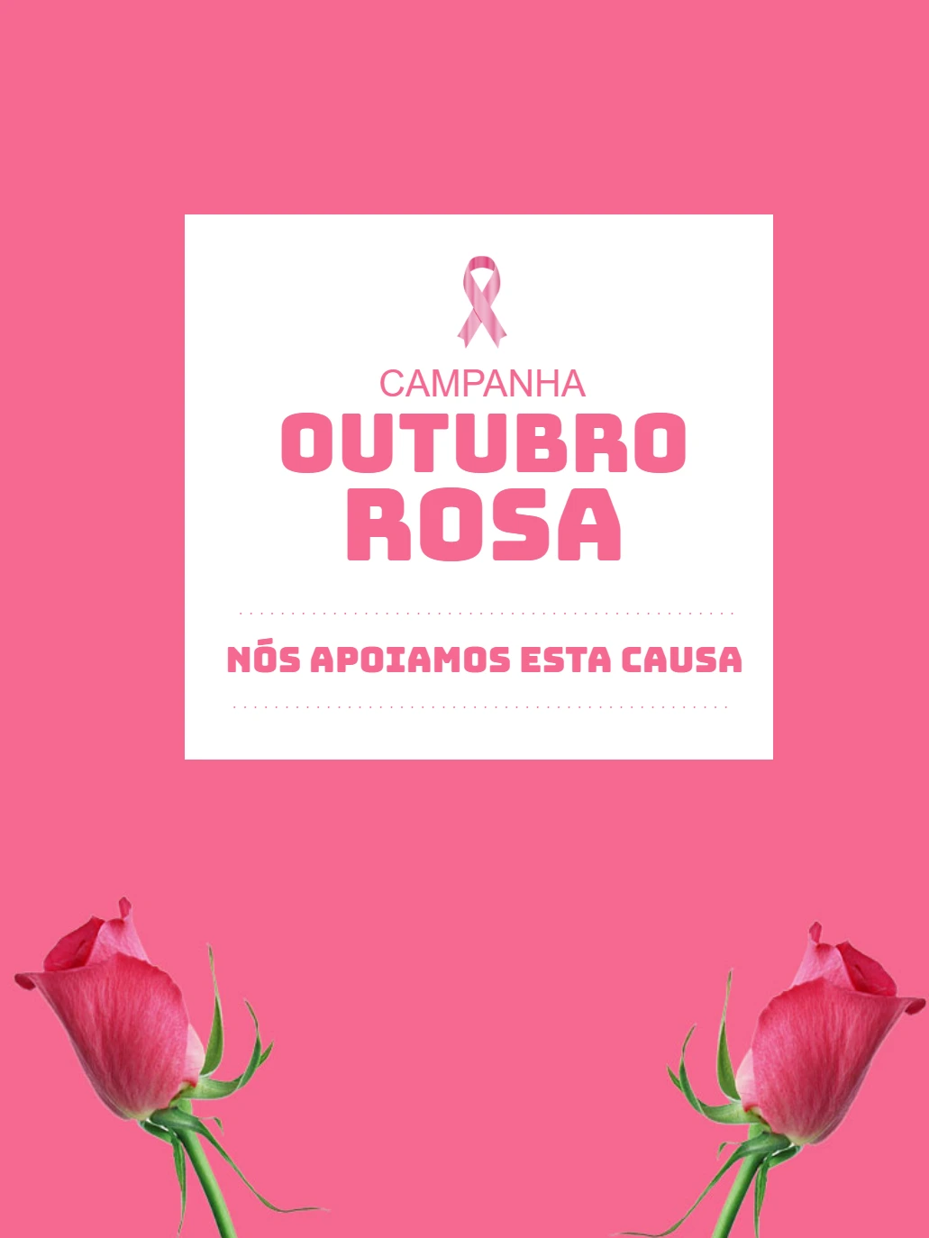 Post Editável Outubro Rosa com Laço para Apoiar a Causa
