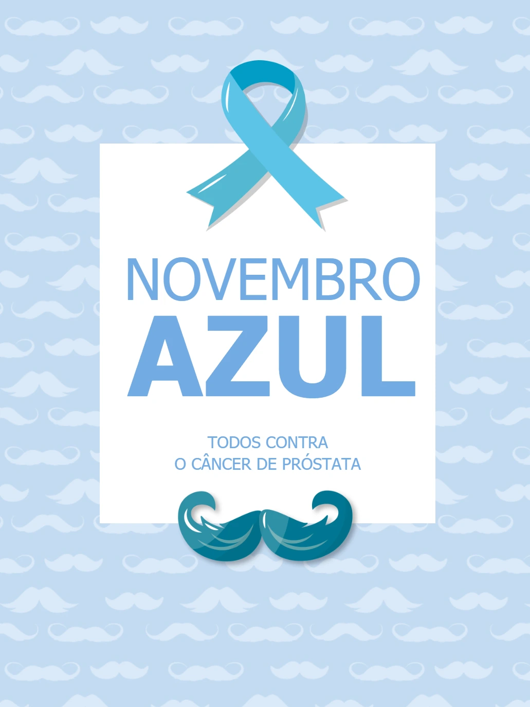 Post Novembro Azul com Laço e Bigode para Editar Online