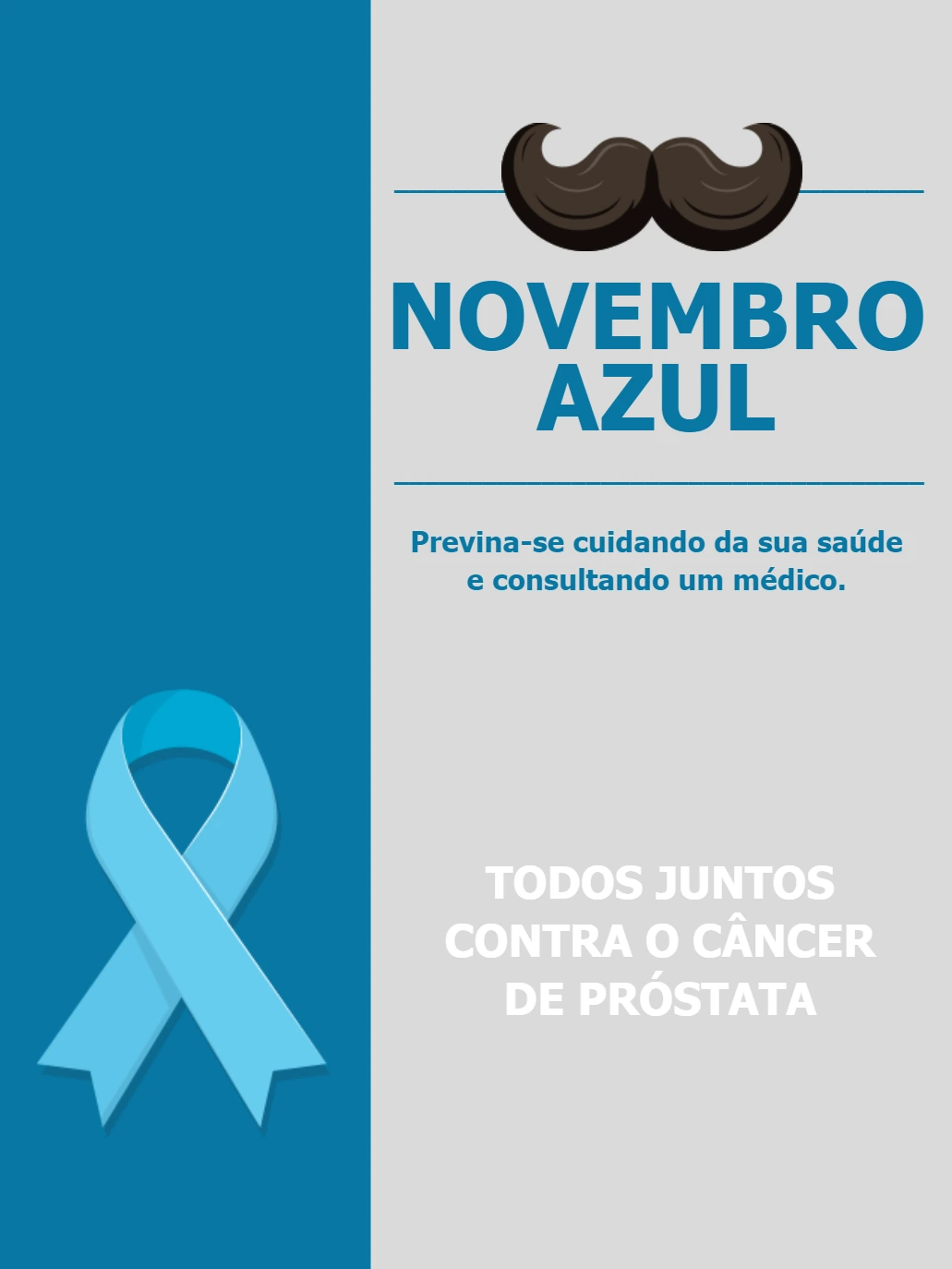 Post Novembro Azul com Bigode e Laço para Editar Online
