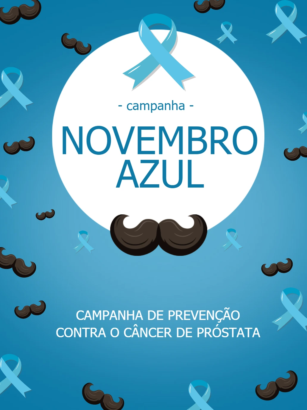 Arte Novembro Azul com Laço e Bigode para Editar Online