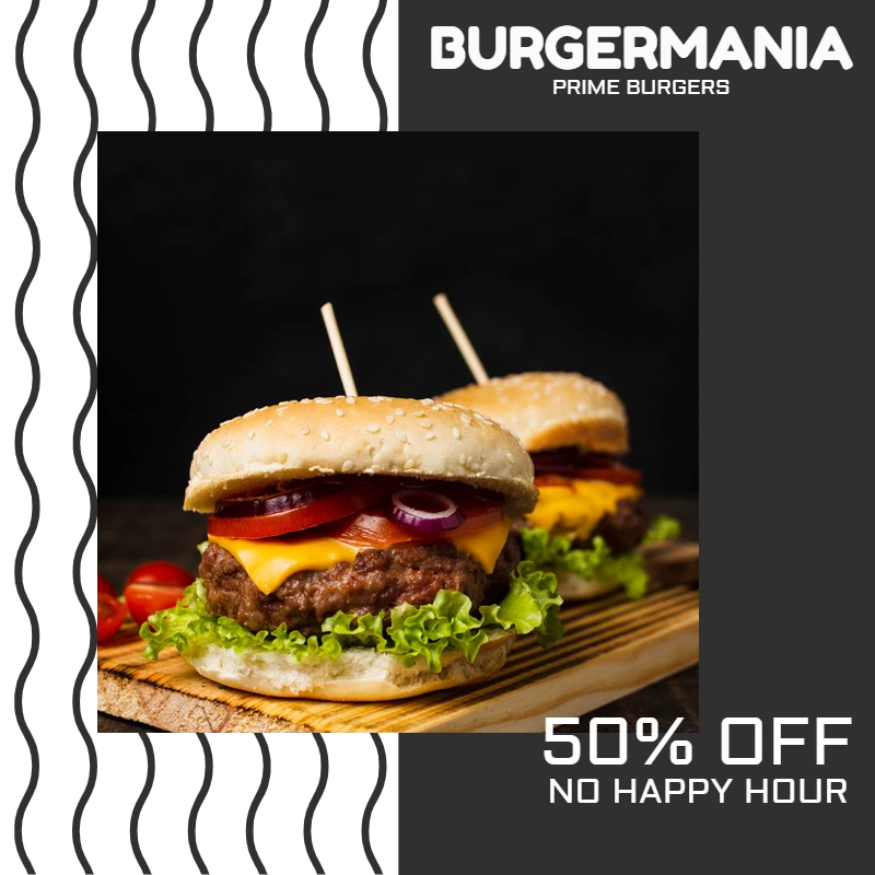 Post de Oferta de Hambúrguer para Editar Online Facilmente