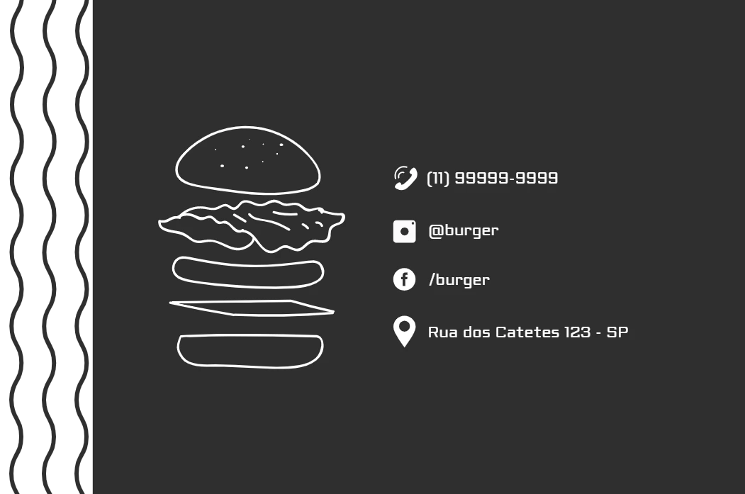 Cartão de Visita Hamburgueria Moderno para Editar Online