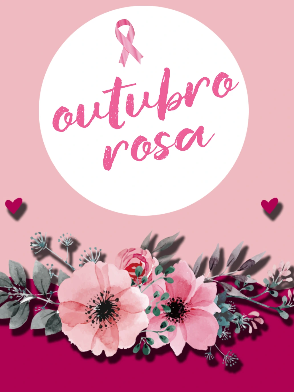 Modelo de Arte Outubro Rosa Floral para Editar Online