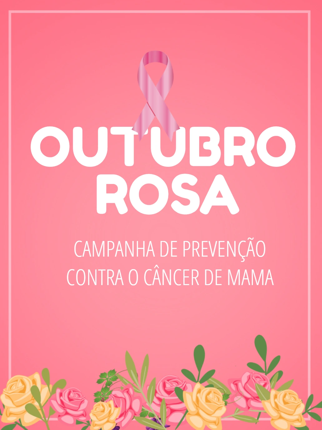 Post Outubro Rosa com Laço Editável para Campanha de Prevenção