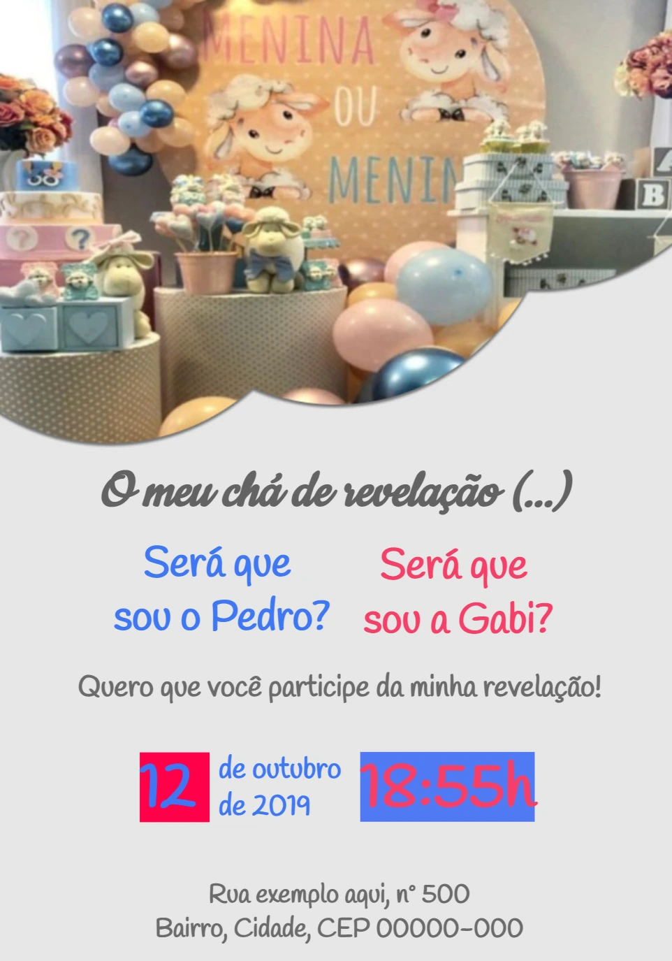 Convite Chá Revelação Ovelhinha para Editar Online