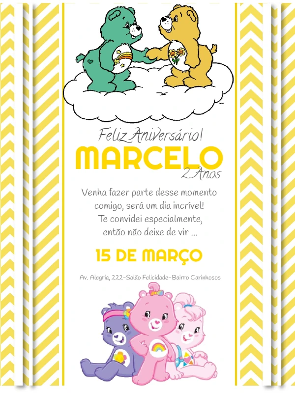 Convite de Aniversário Ursinhos Carinhosos para Editar Online