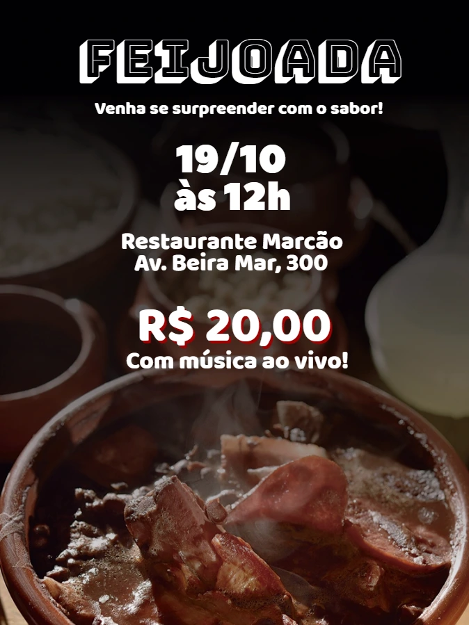 Convite para Feijoada Editável: Crie seu Cartaz Online