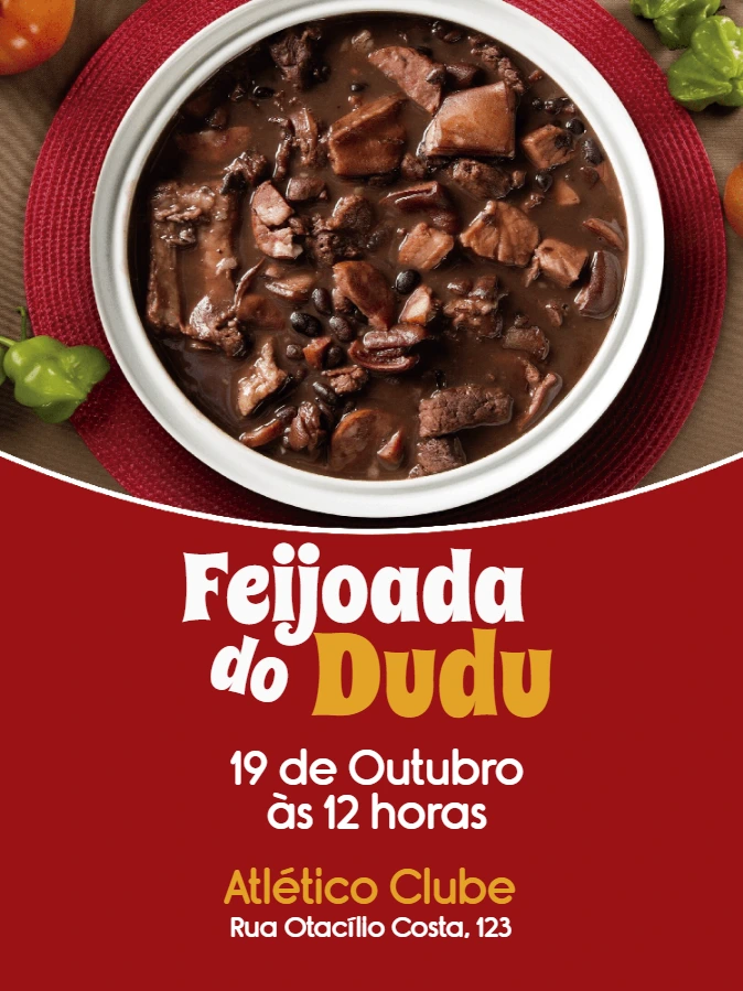 Convite de Feijoada com Foto para Editar Online