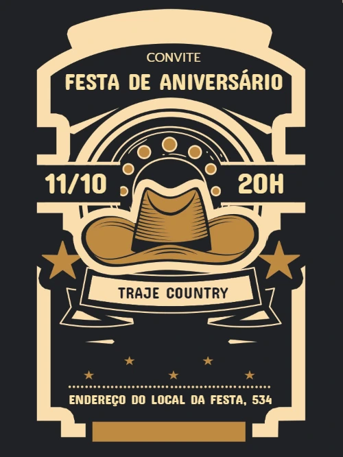 Convite de Aniversário Country para Editar Online
