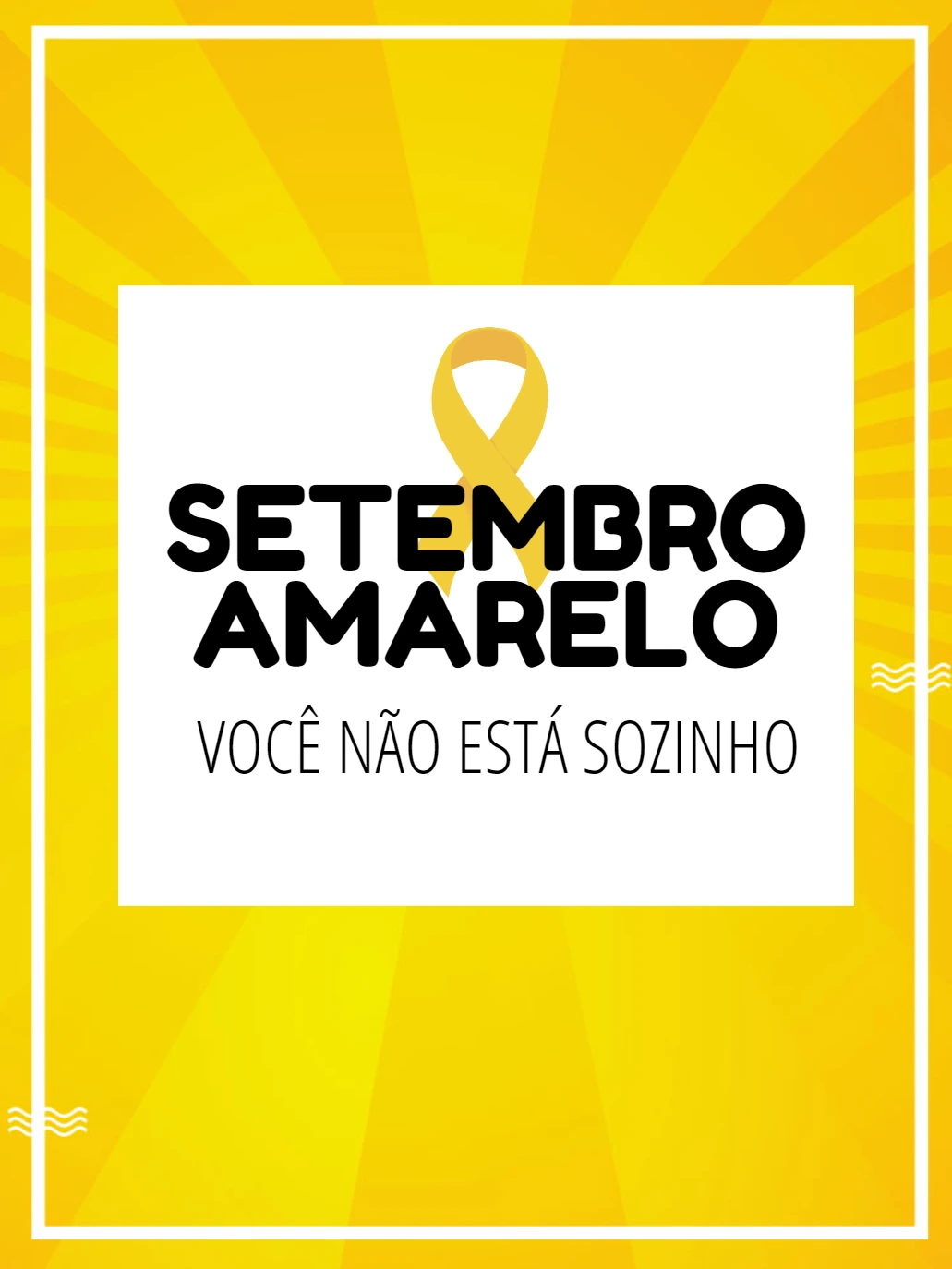 Post Editável Setembro Amarelo com Laço para Editar Online