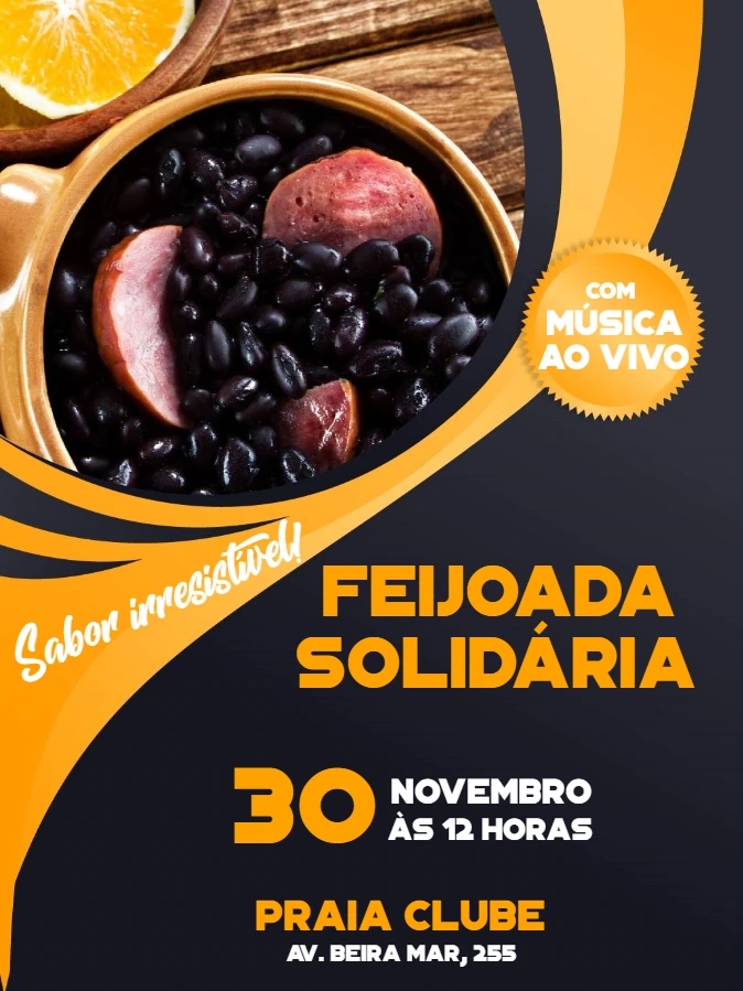 Convite de Feijoada com Foto para Editar Online e Imprimir