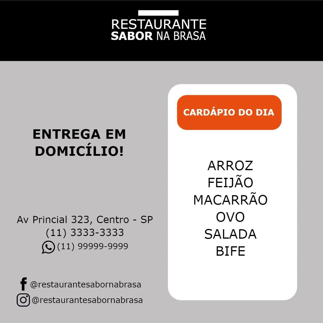 Divulgue seu Cardápio do Dia: Post Editável para Restaurante