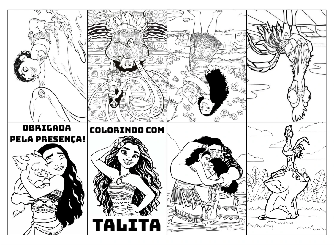 Lembrancinha Moana Livro de Colorir para Editar Online