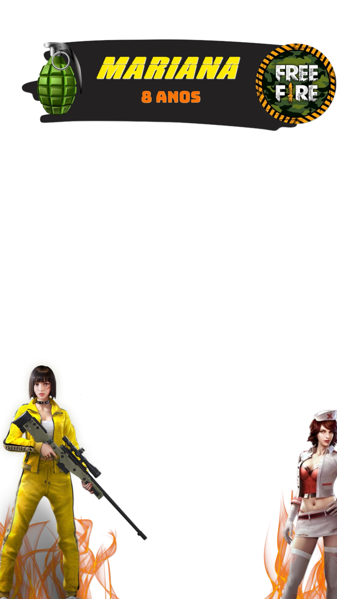 Moldura de Aniversário Free Fire com Personagens para Editar