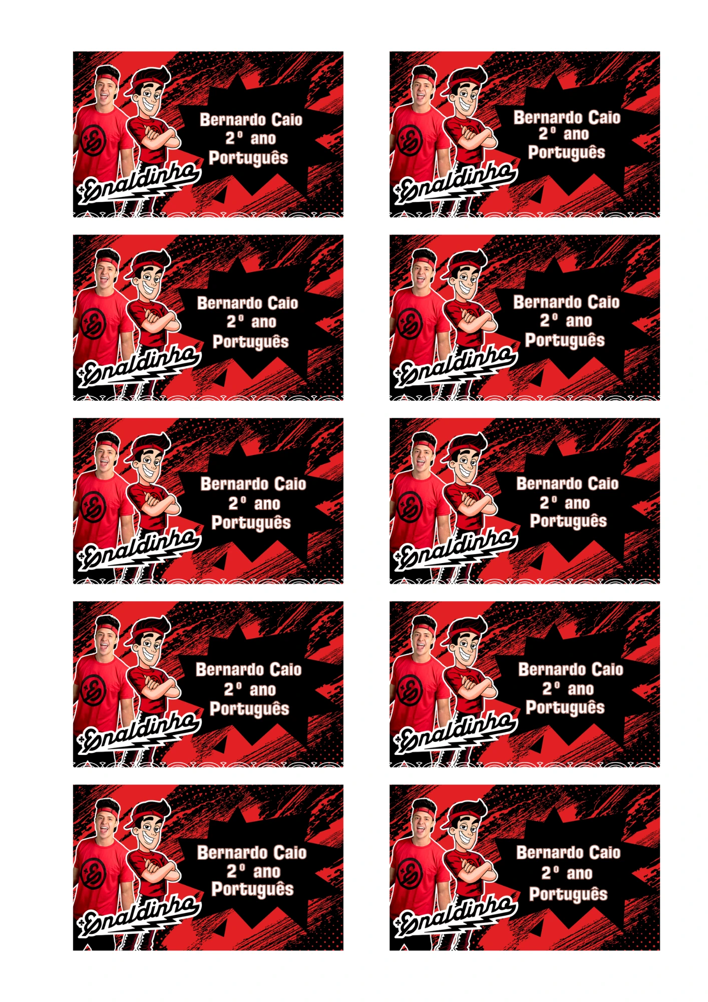 Etiqueta Escolar Digital Enaldinho para Editar e Imprimir