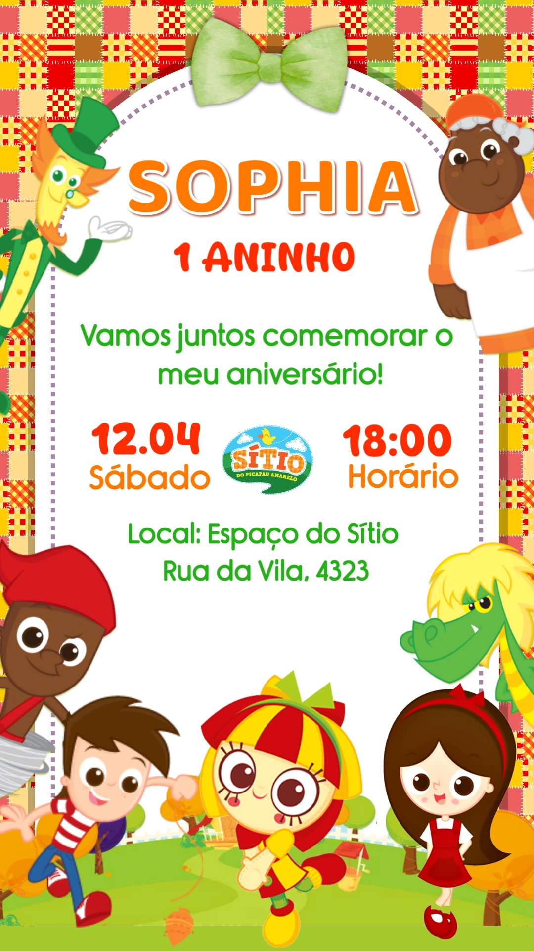 Convite Aniversário Sítio do Pica-Pau Amarelo para Editar Online