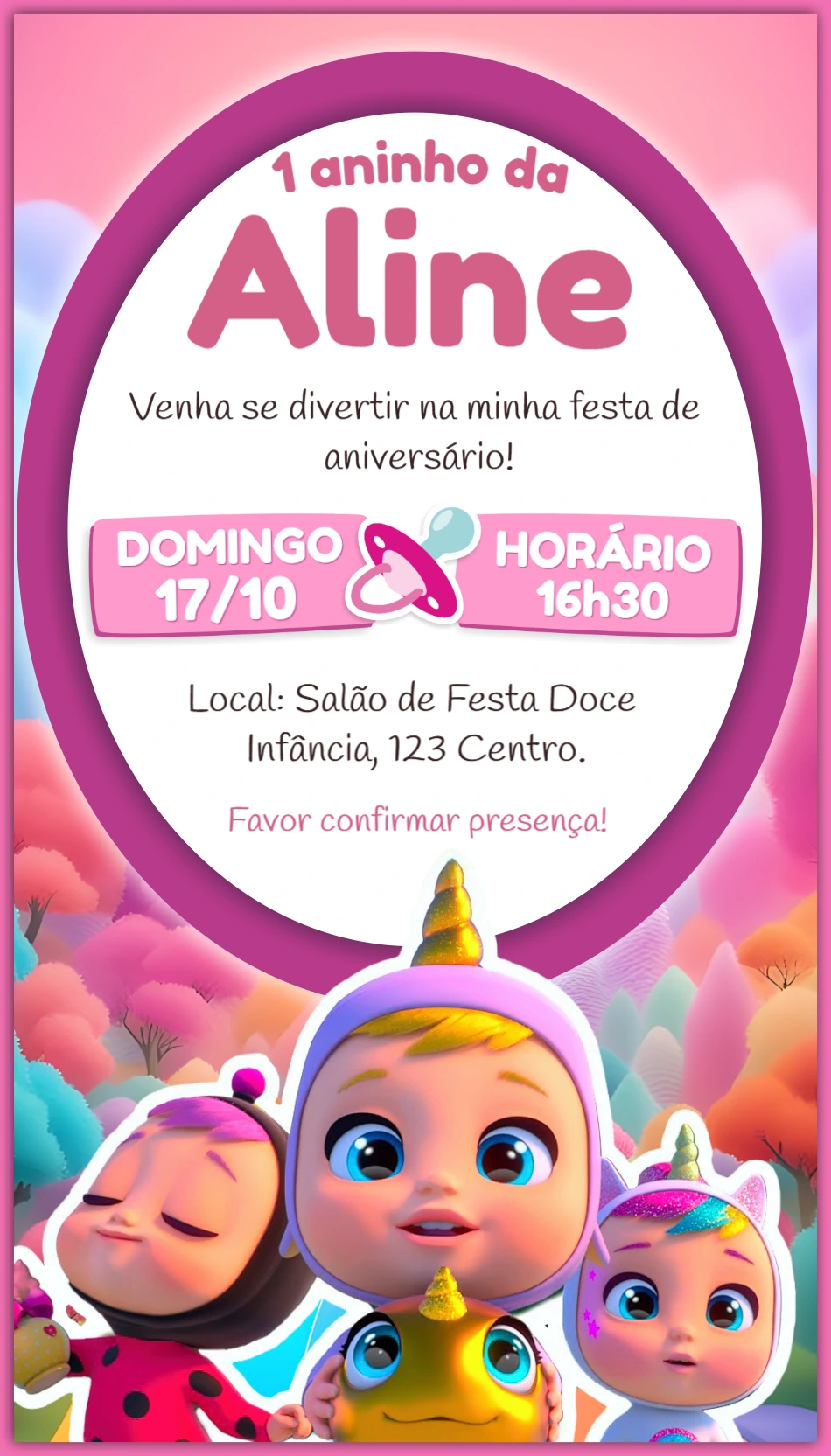 Convite Aniversário Cry Babies Editável Online