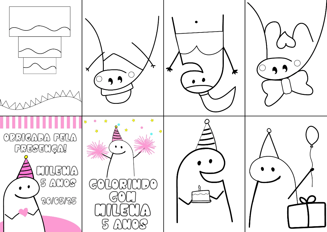 Livro de Colorir Aniversário Flork para Editar Online