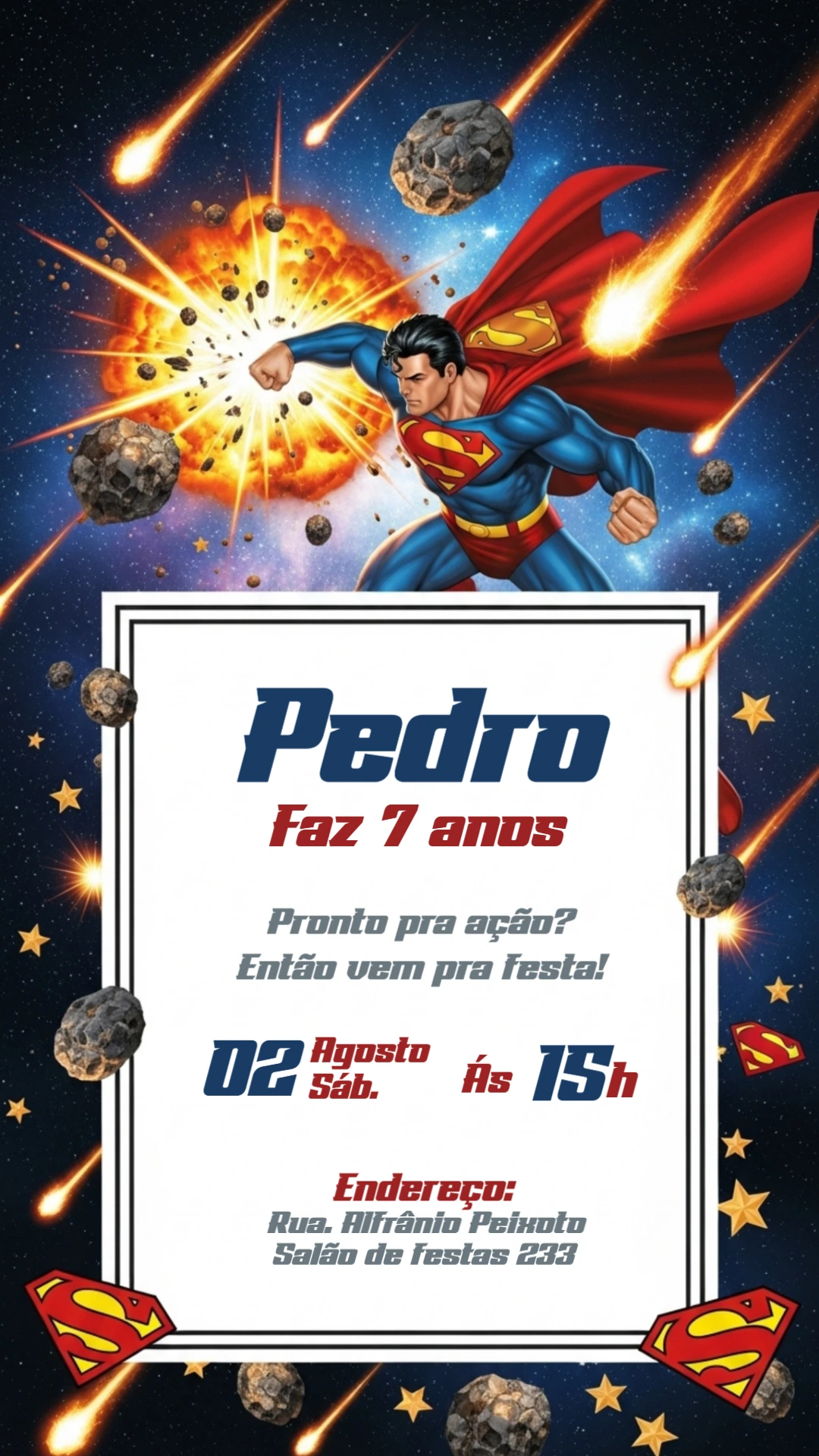Convite de Aniversário Superman para Editar Online