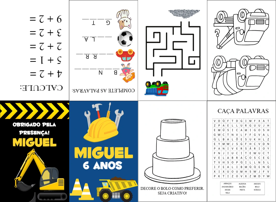 Livrinho de Atividades Construção para Editar Online e Imprimir