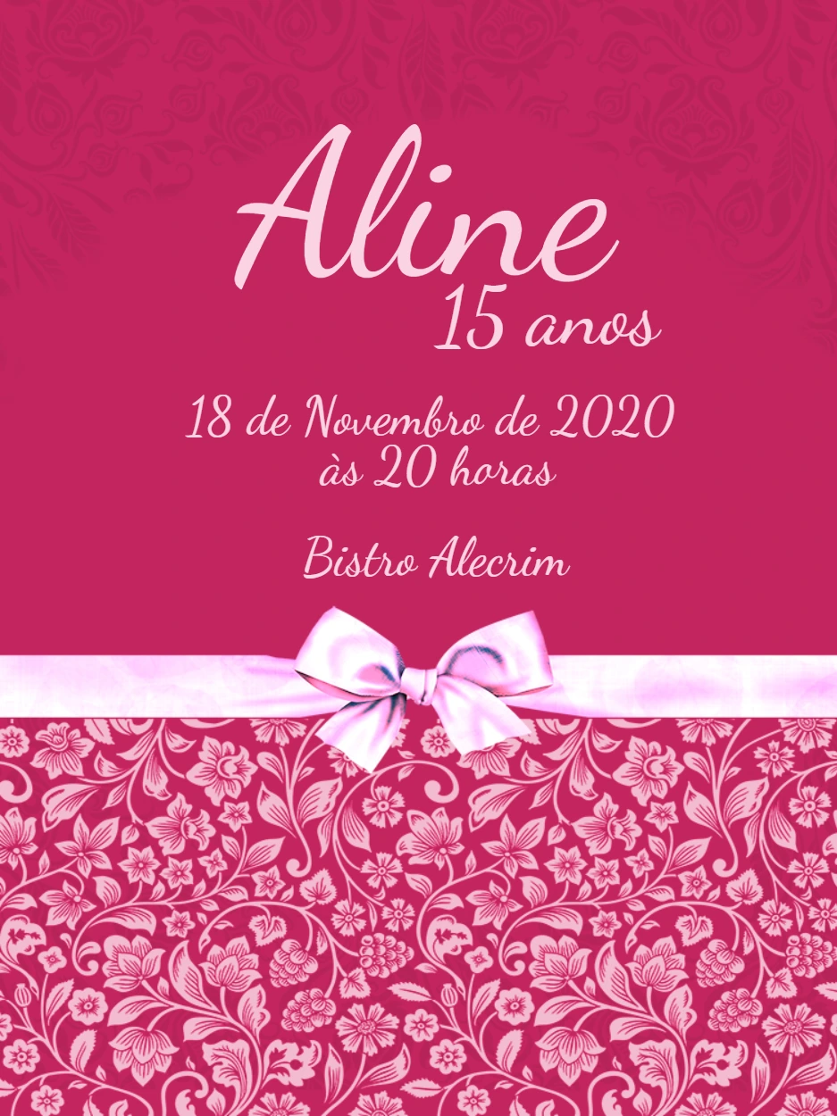 Convite 15 anos Floral Rosa Elegante para Editar Online