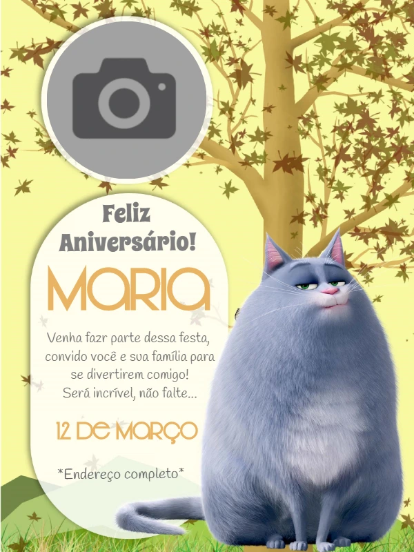 Convite de Aniversário Pets com Foto para Editar Online