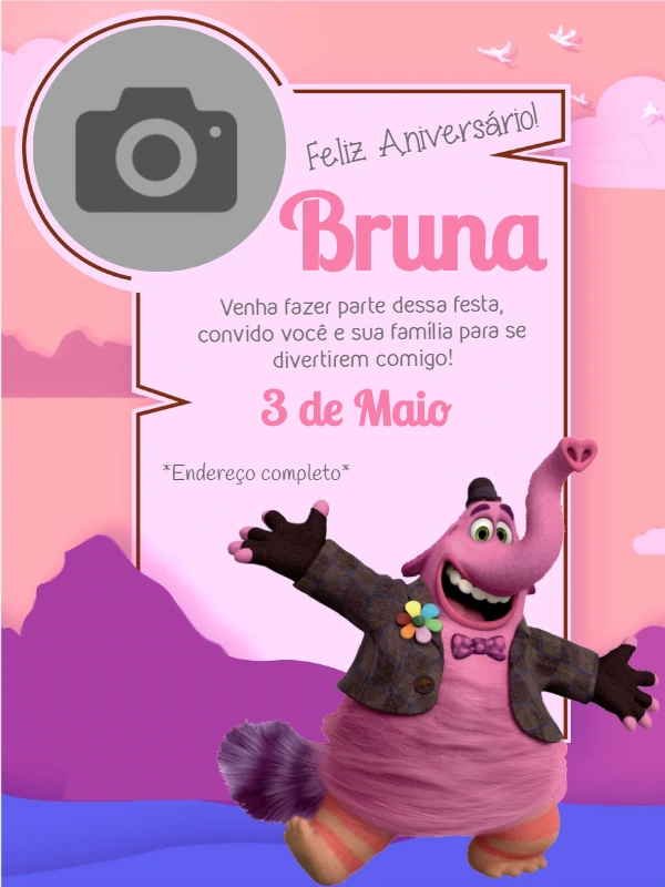 Convite de Aniversário Divertidamente com Foto para Editar Online
