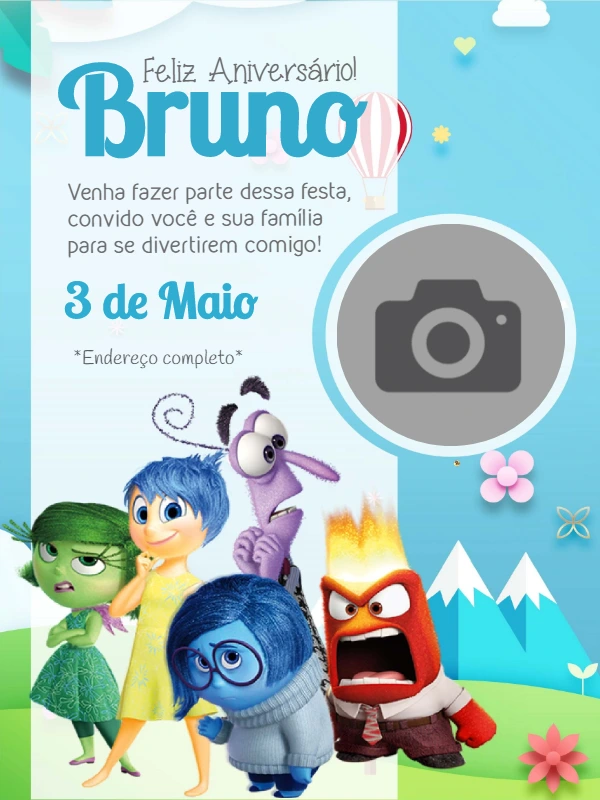 Convite de Aniversário Divertidamente com Foto para Editar