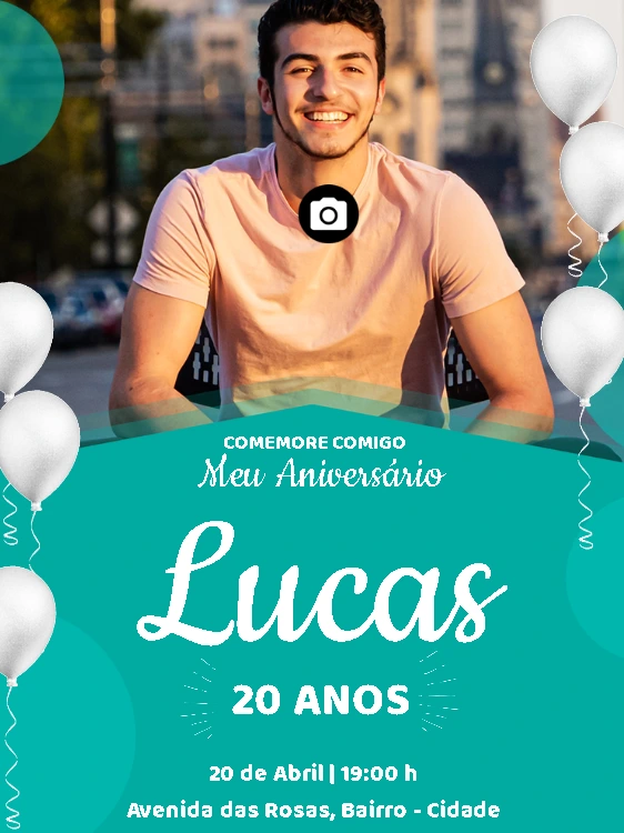 Convite de Aniversário Masculino com Foto para Editar Online