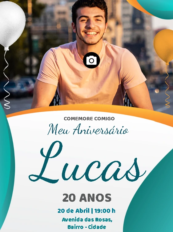 Convite de Aniversário Masculino com Foto para Editar Online