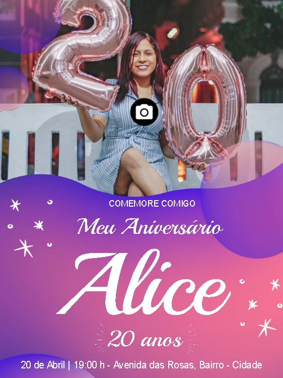 Convite de Aniversário Moderno com Foto para Editar Online