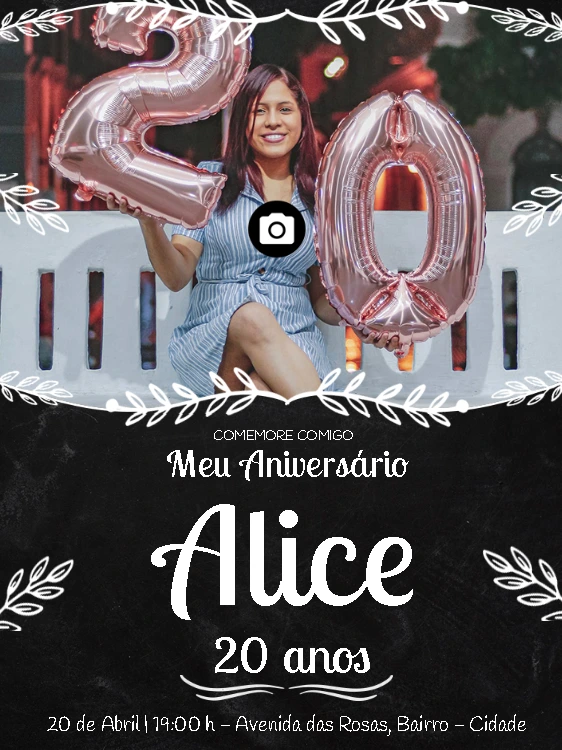Convite de Aniversário com Foto Moderno para Editar Online