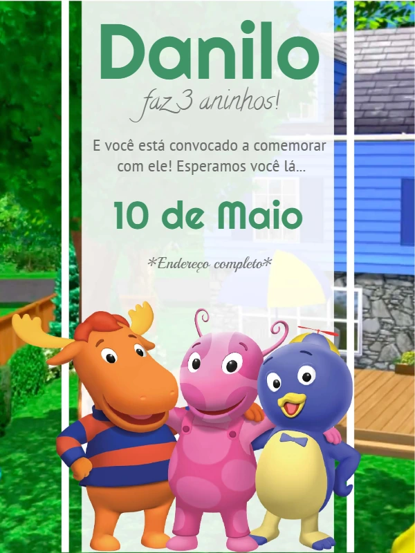 Convite de Aniversário Backyardigans para Editar Online