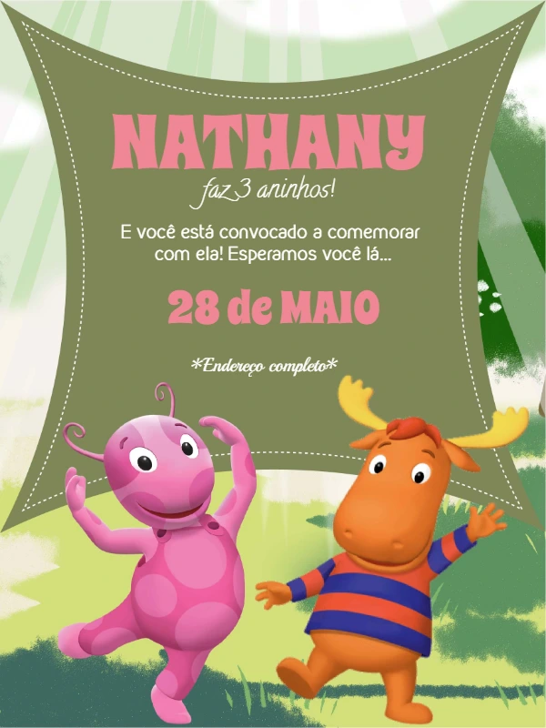 Convite de Aniversário Backyardigans para Editar Online