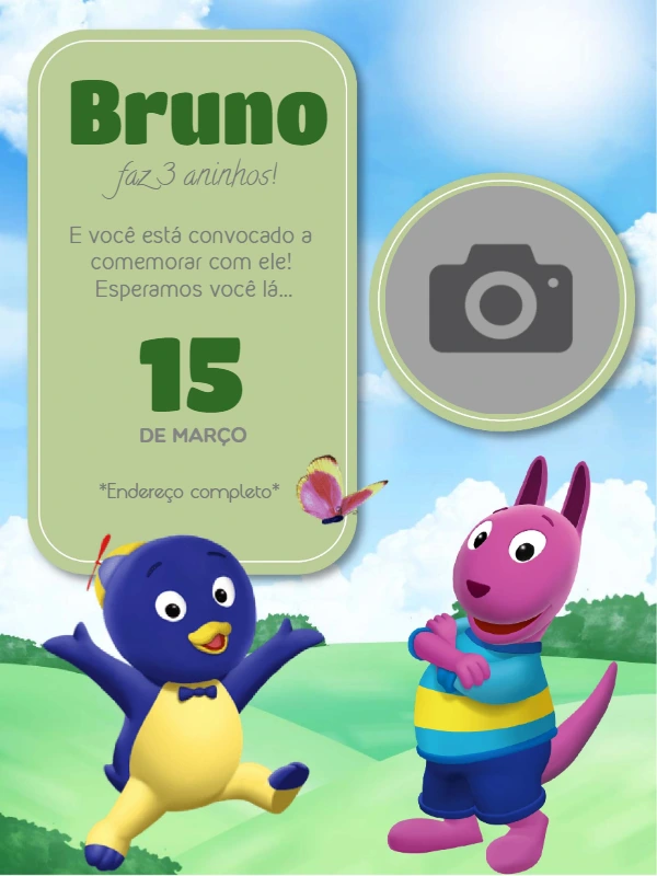 Convite de Aniversário Backyardigans com Foto para Editar