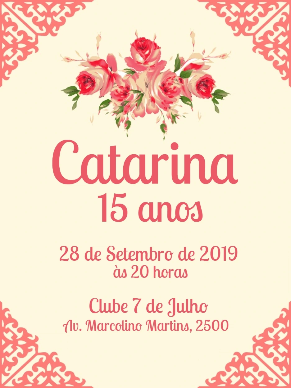 Convite 15 anos Floral Provençal para Editar Online